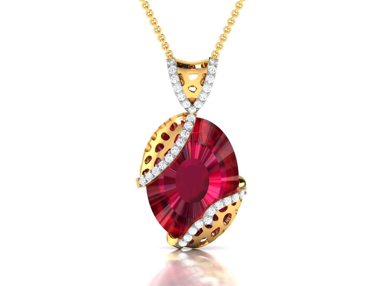 Women Oval Diamond Pendants 3dm STL OBJ FBX Render Details 3D print model_1