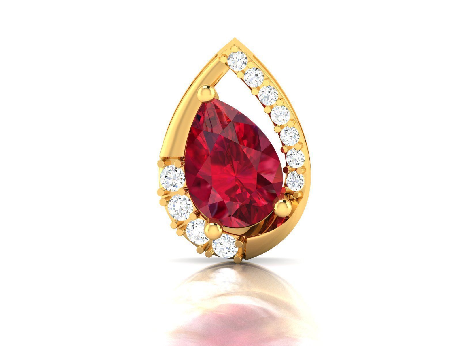 Women Pear Diamond Pendants 3dm STL OBJ FBX Render Details 3D print model_9