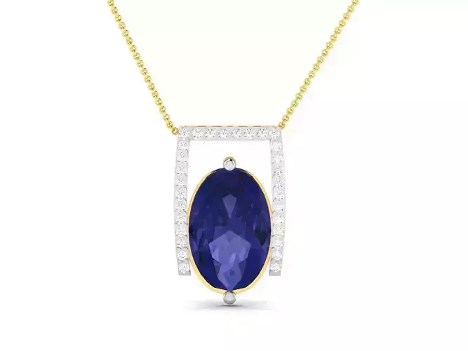 Women Oval Diamond Pendants 3dm STL OBJ FBX Render Details