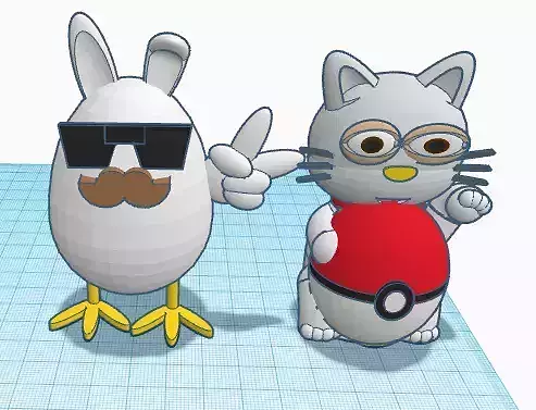cat is on high and eggy-weggy 3D print model