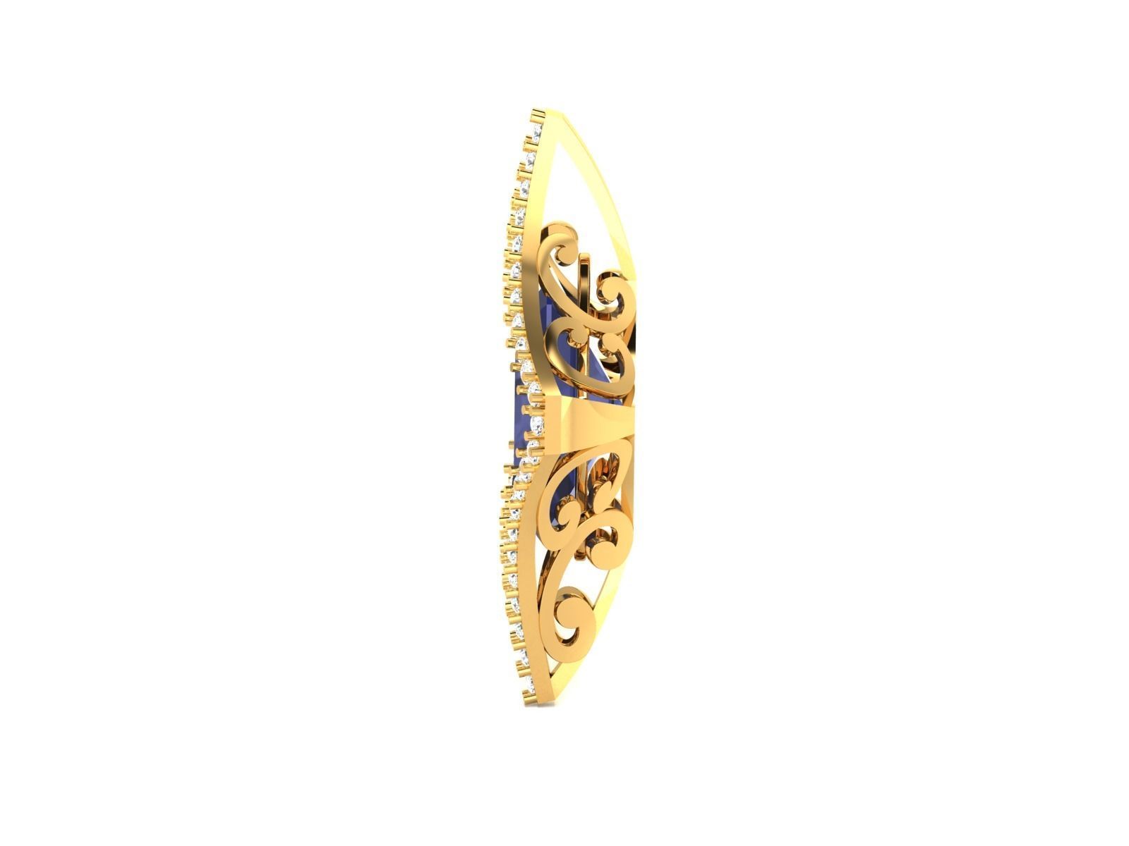 Women emerald diamond Pendants 3dm STL OBJ FBX Render Details 3D print model_6