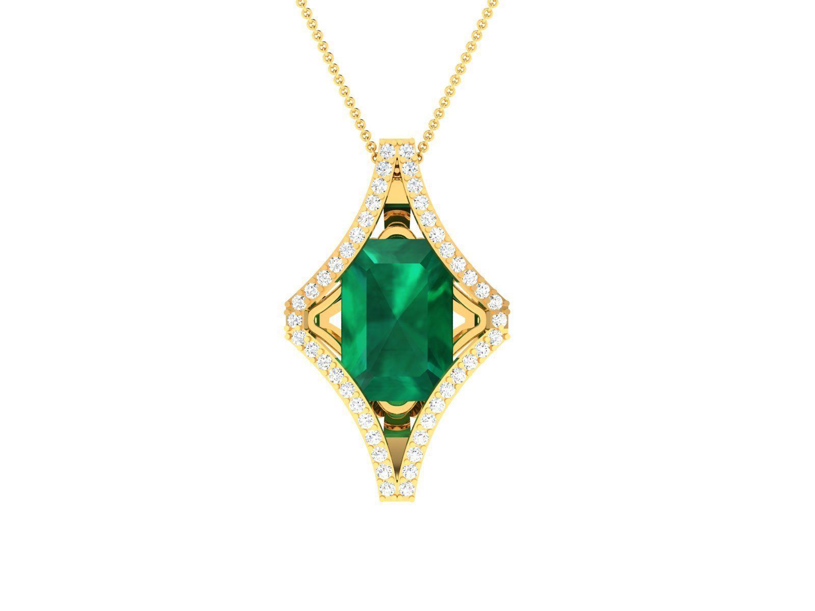 Women emerald diamond Pendants 3dm STL OBJ FBX Render Details 3D print model_8