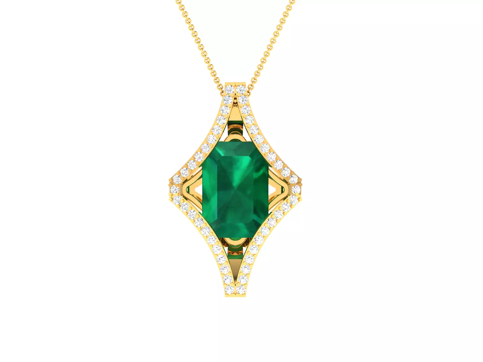 Women emerald diamond Pendants 3dm STL OBJ FBX Render Details 3D print model_0