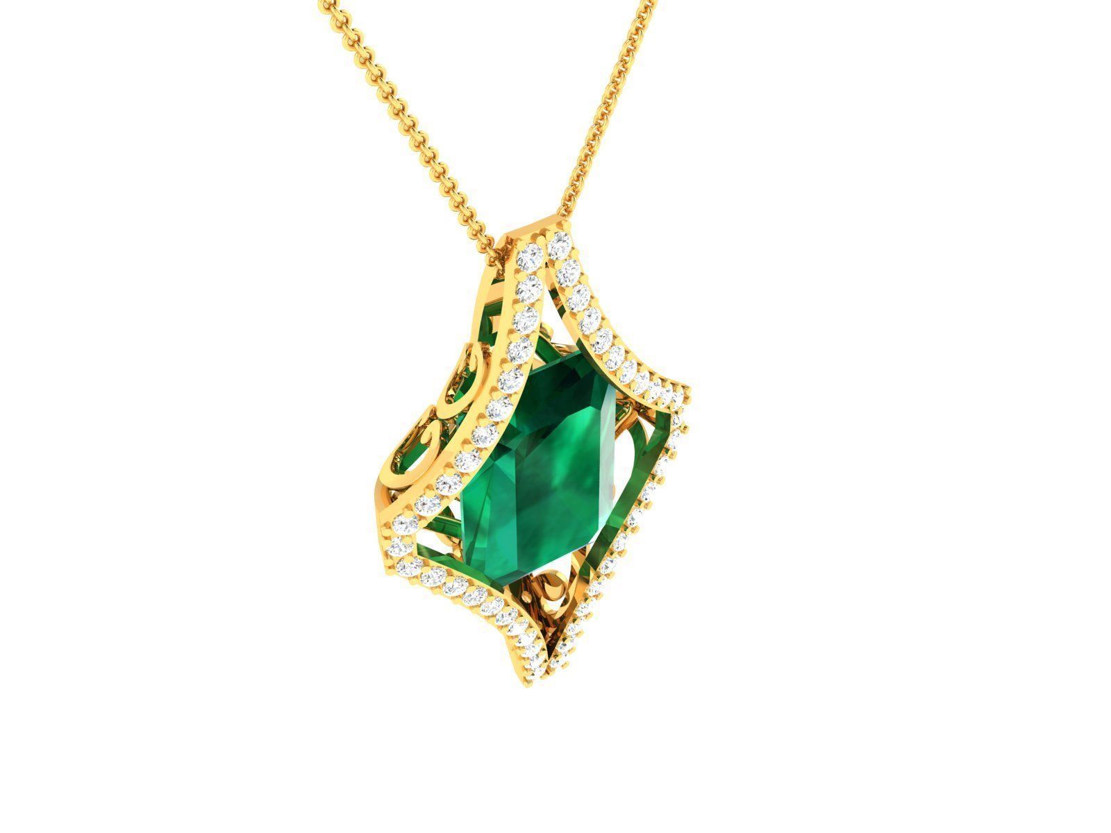 Women emerald diamond Pendants 3dm STL OBJ FBX Render Details 3D print model_7