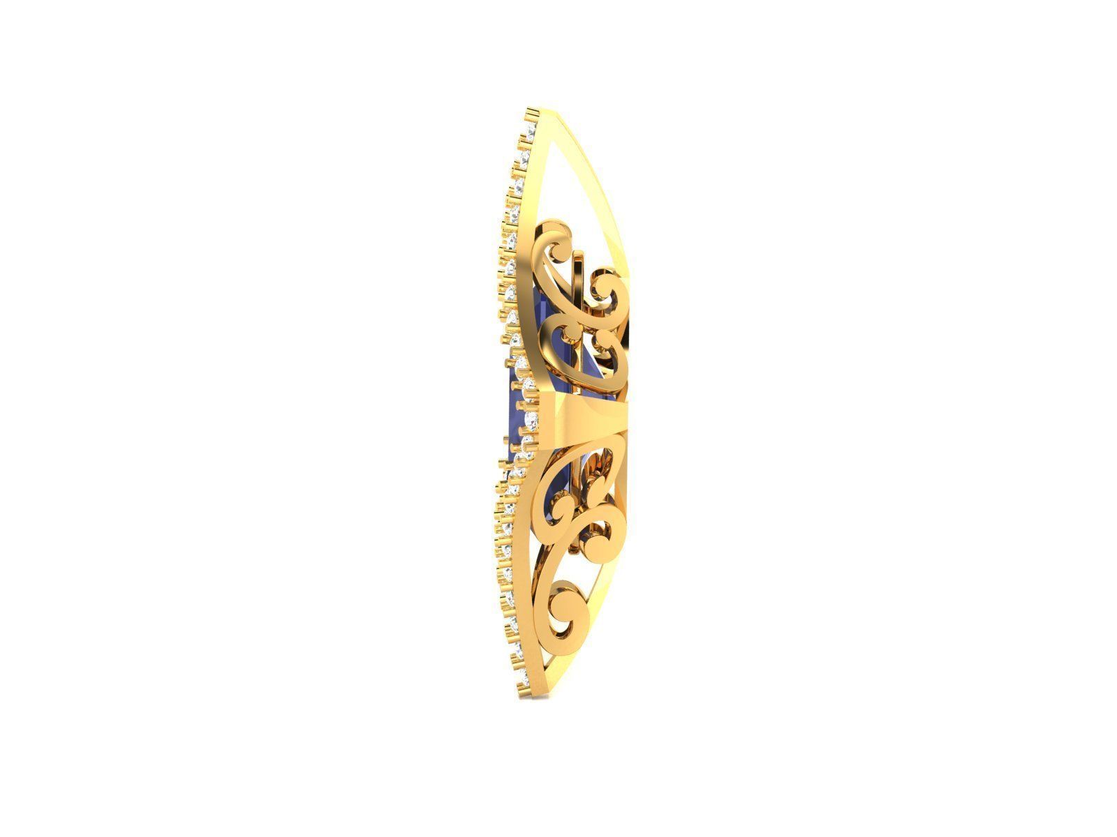 Women emerald diamond Pendants 3dm STL OBJ FBX Render Details 3D print model_5