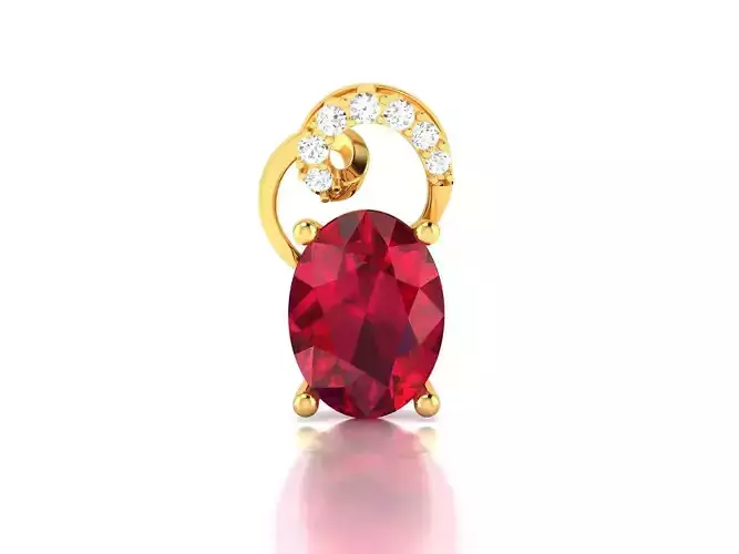 Women Oval Diamond Pendants 3dm STL OBJ FBX Render Details