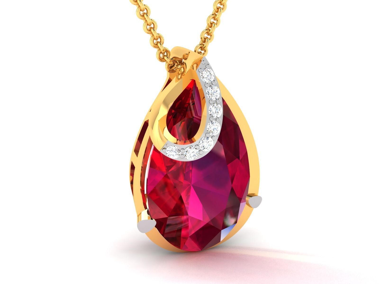 Women Pear Diamond Pendants 3dm STL OBJ FBX Render Details 3D print model_2