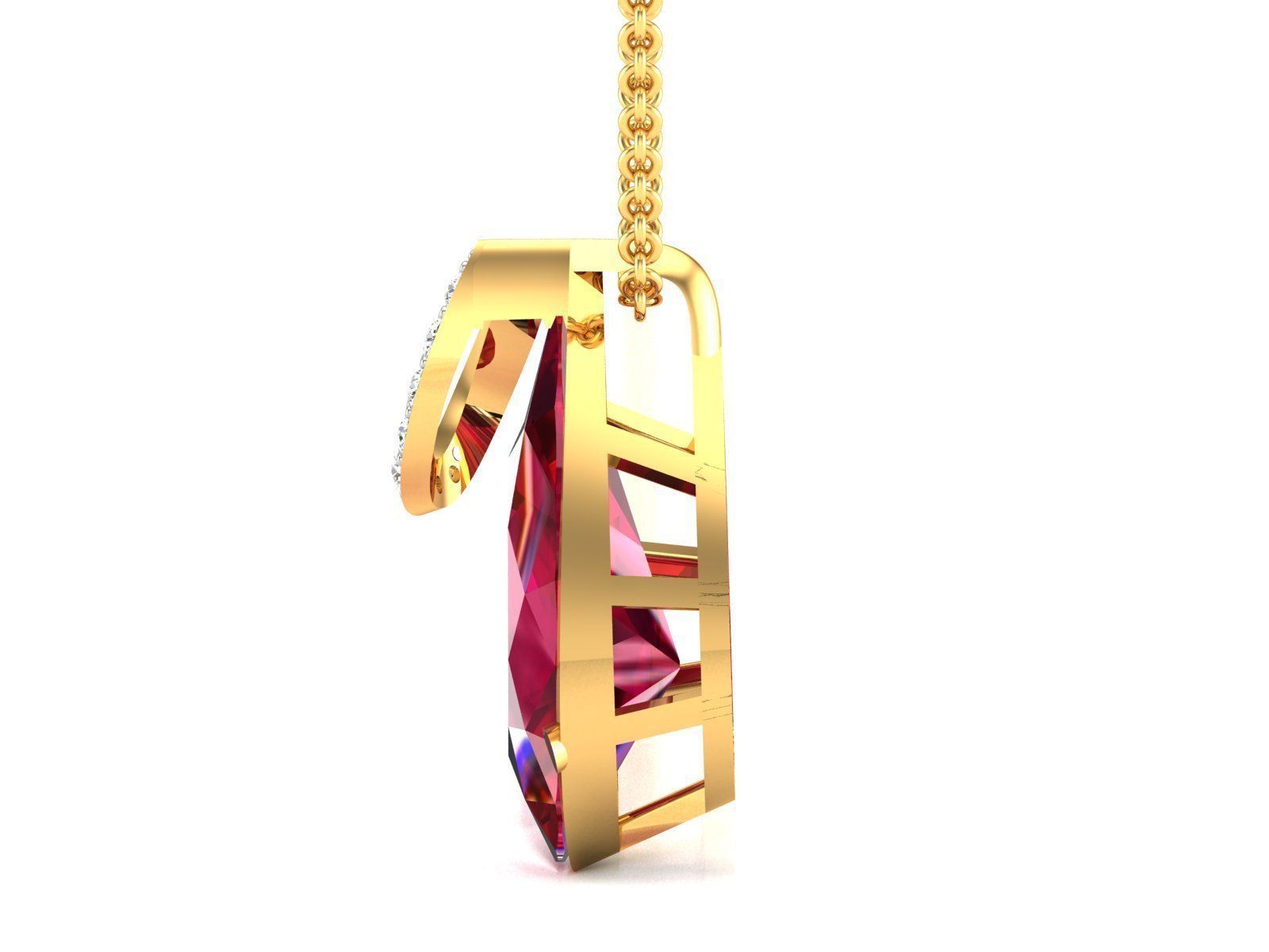 Women Pear Diamond Pendants 3dm STL OBJ FBX Render Details 3D print model_4