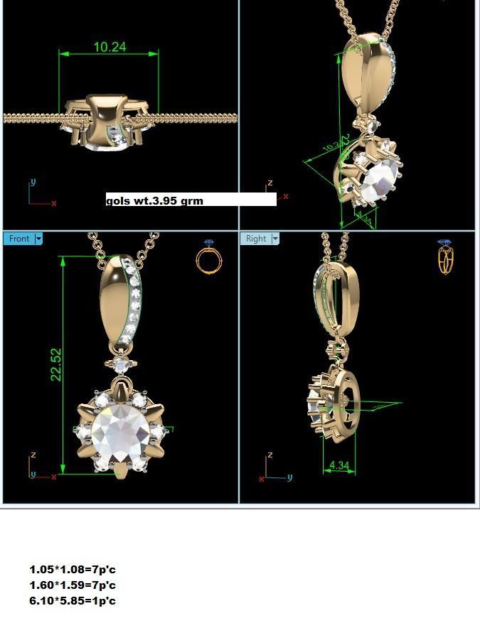 Women Pendants 3dm STL OBJ FBX Render Details 3D print model_6