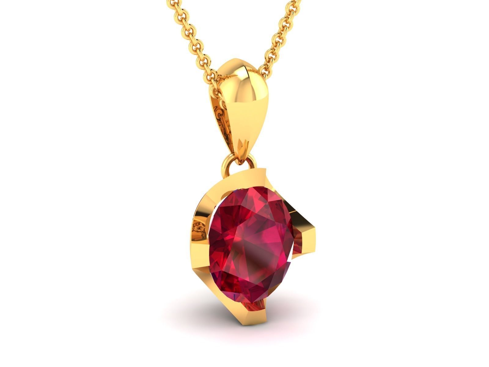 Women Oval Diamond Pendants 3dm STL OBJ FBX Render Details 3D print model_2