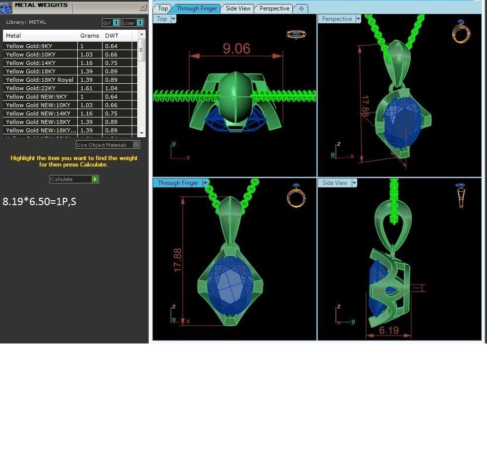 Women Oval Diamond Pendants 3dm STL OBJ FBX Render Details 3D print model_4