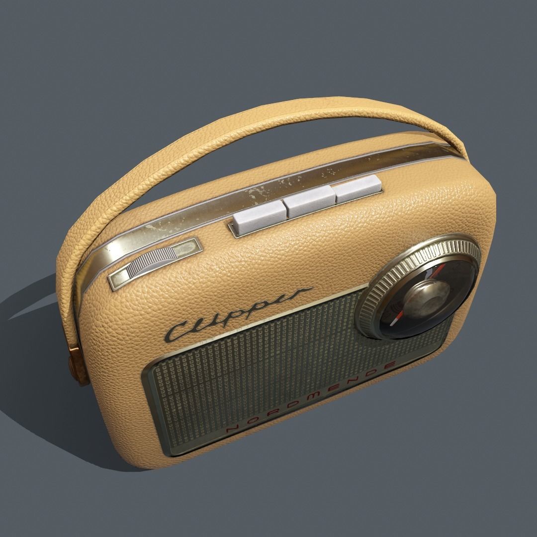 Pbr  Textured Realistic Vintage Radio Low-poly 3D model_5