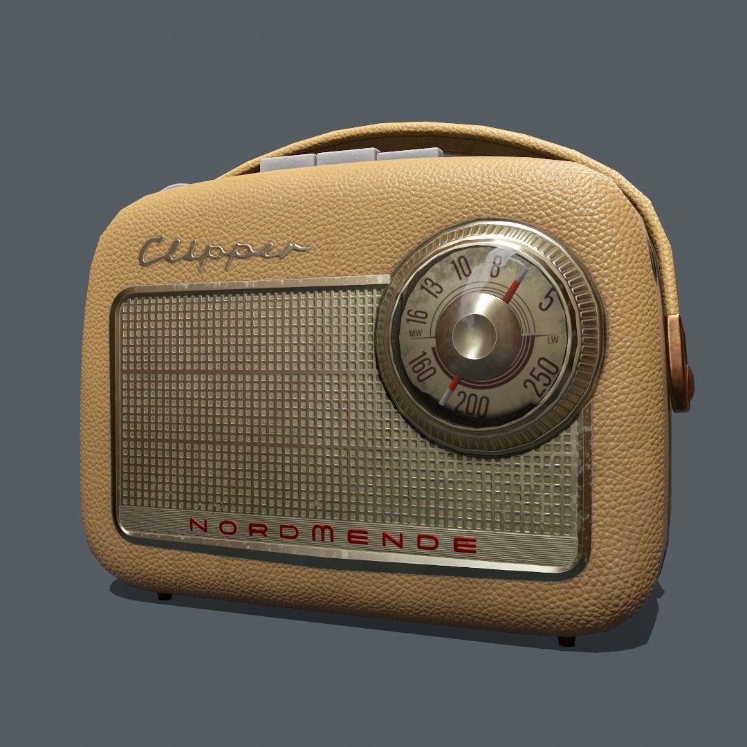 Pbr  Textured Realistic Vintage Radio Low-poly 3D model_3