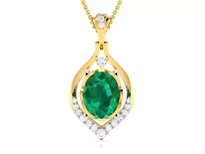 Women Oval Diamond Pendants 3dm STL OBJ FBX Render Details