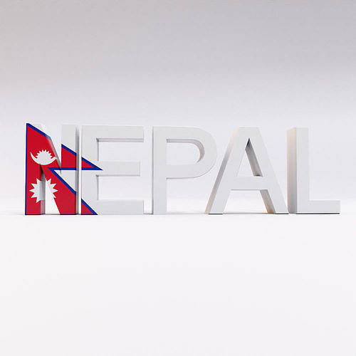 Nepal country Name text 3d model  Low-poly 3D model