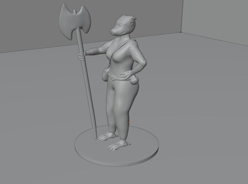 Female dragonborn barbarian 3D print model_1