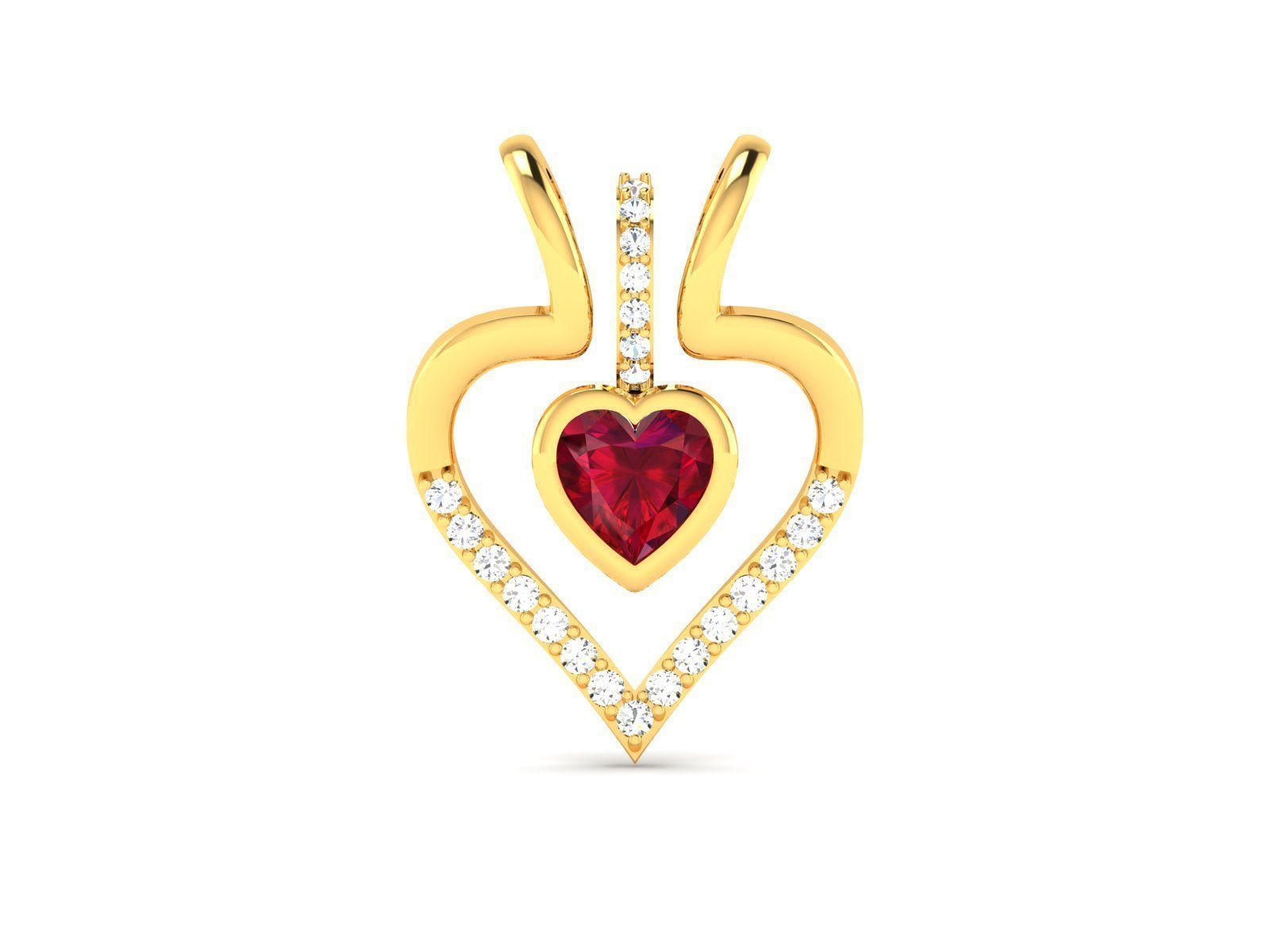 Women heart Pendants 3dm STL OBJ FBX Render Details 3D print model_3