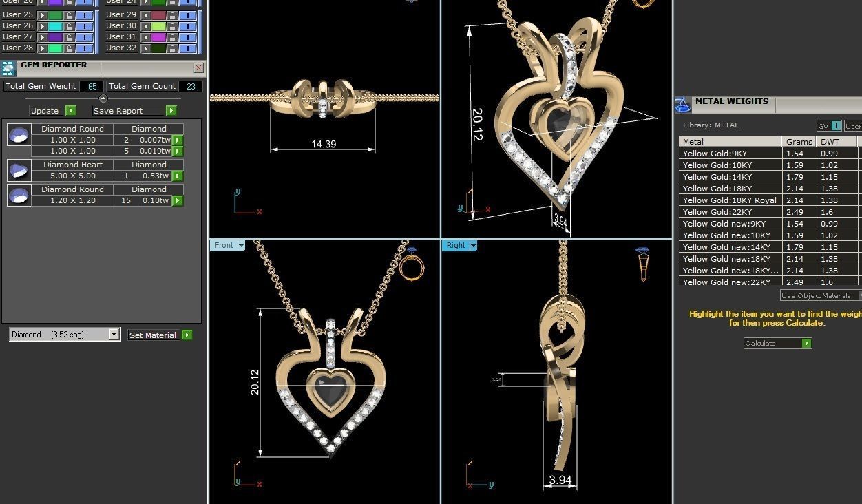 Women heart Pendants 3dm STL OBJ FBX Render Details 3D print model_13