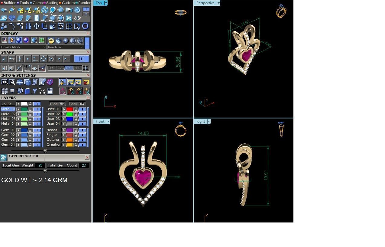 Women heart Pendants 3dm STL OBJ FBX Render Details 3D print model_7