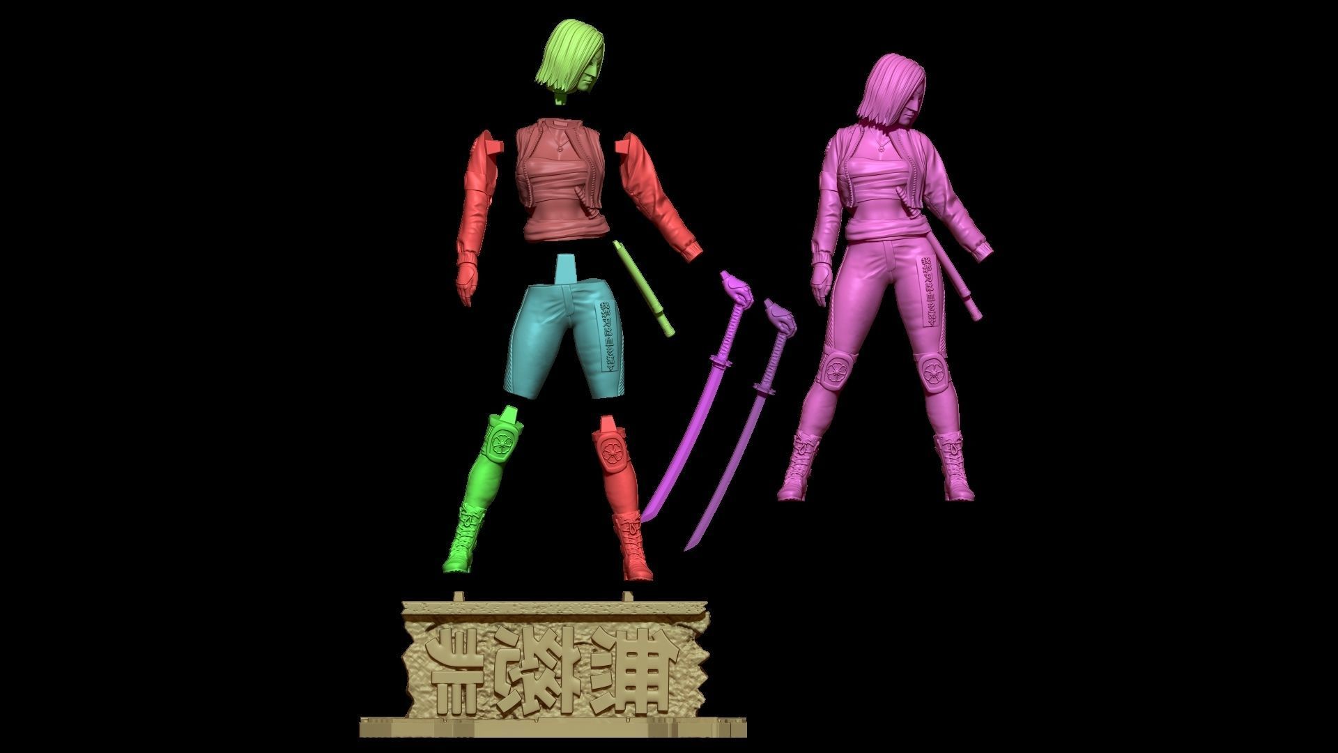 Six variants of katana DC comics 3D print model_2