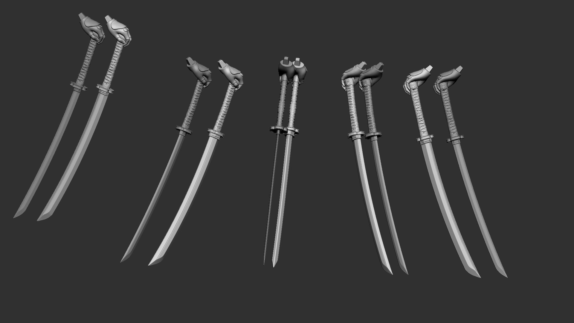 Six variants of katana DC comics 3D print model_5