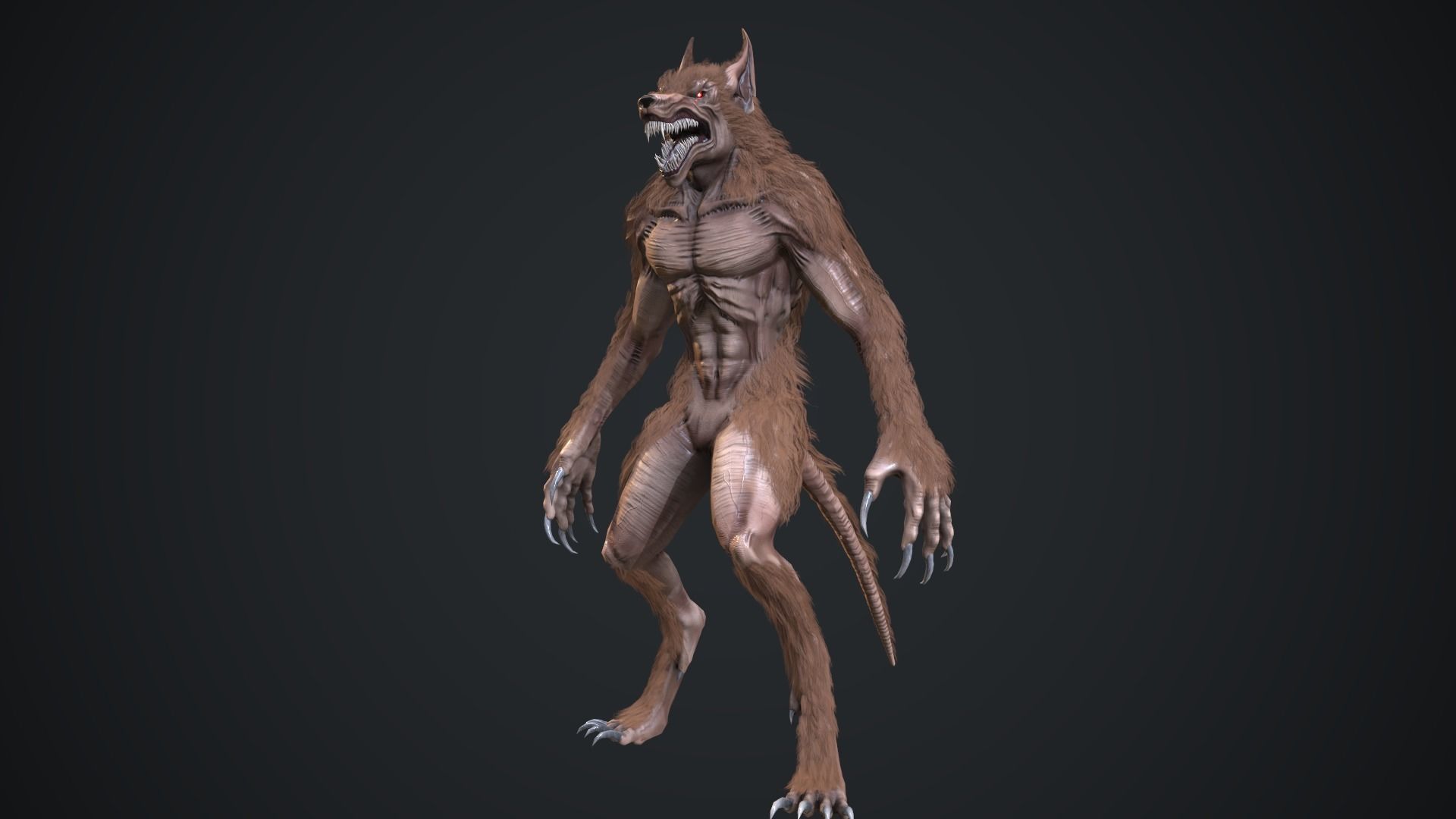 Evil werewolf Low-poly 3D model_21