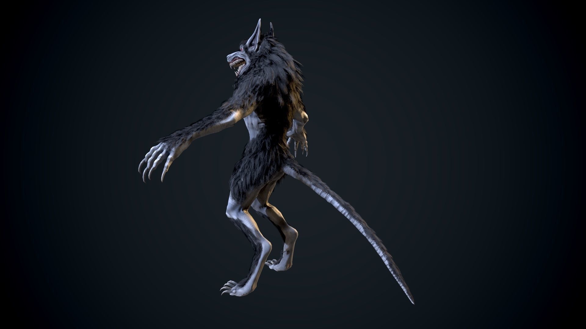 Evil werewolf Low-poly 3D model_9