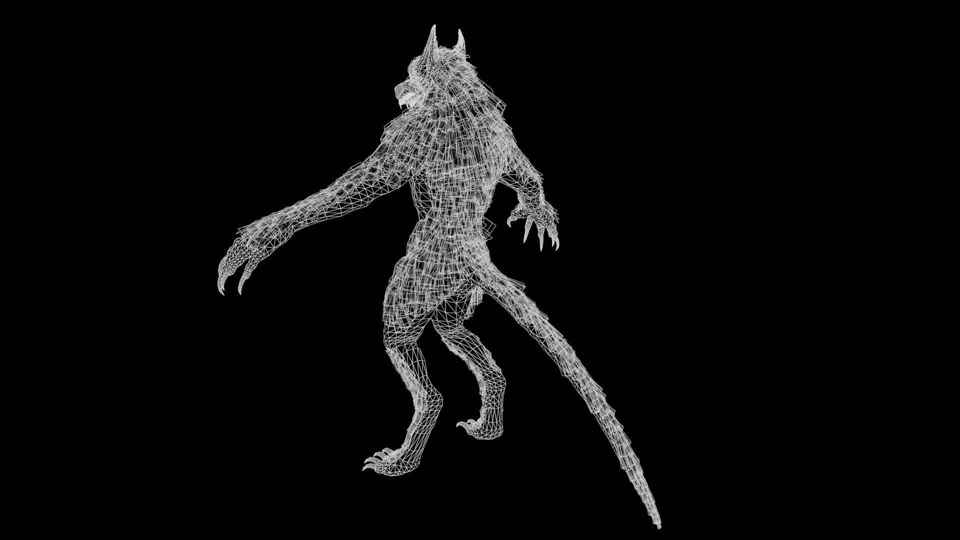 Evil werewolf Low-poly 3D model_14