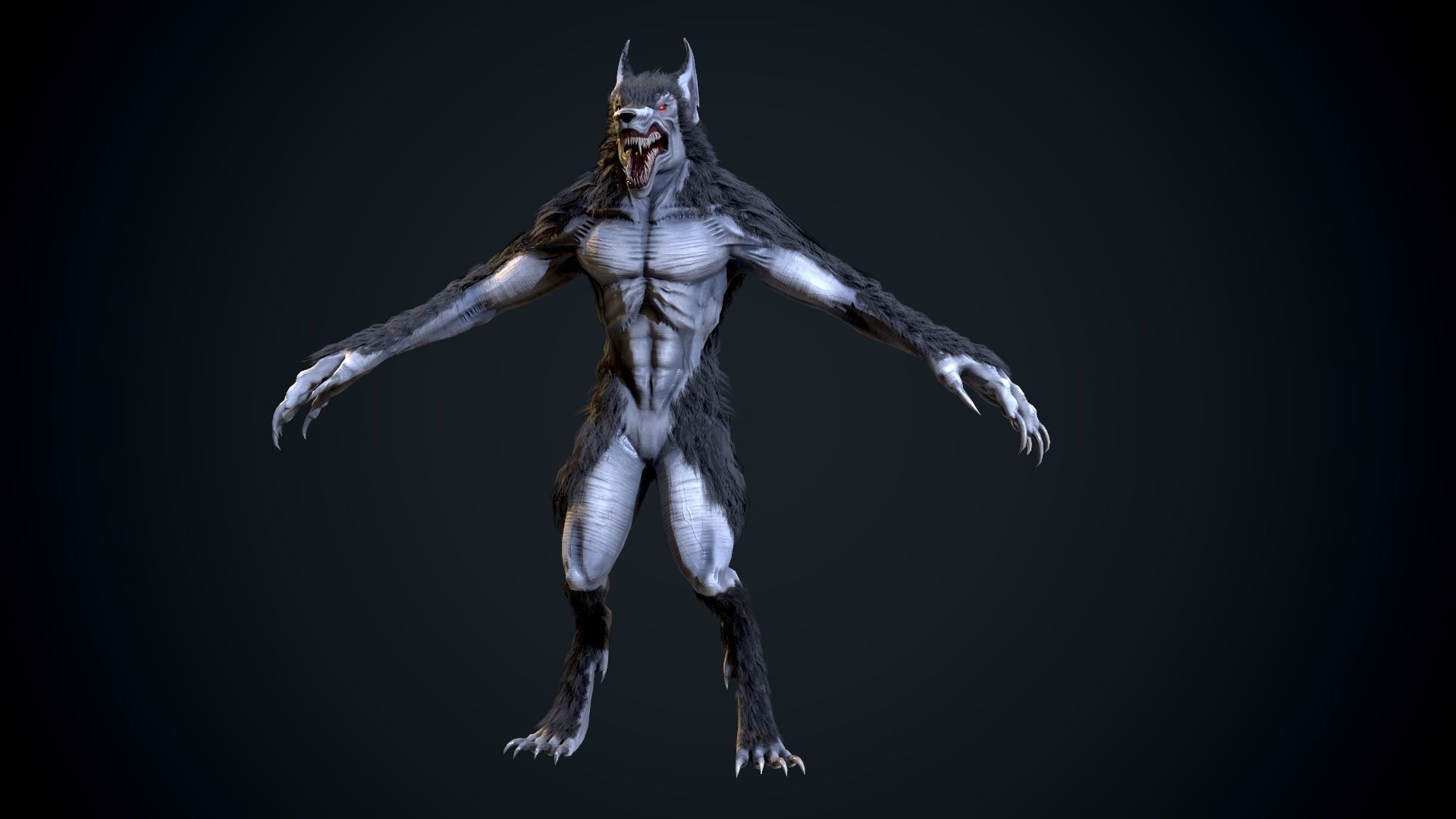 Evil werewolf Low-poly 3D model_6
