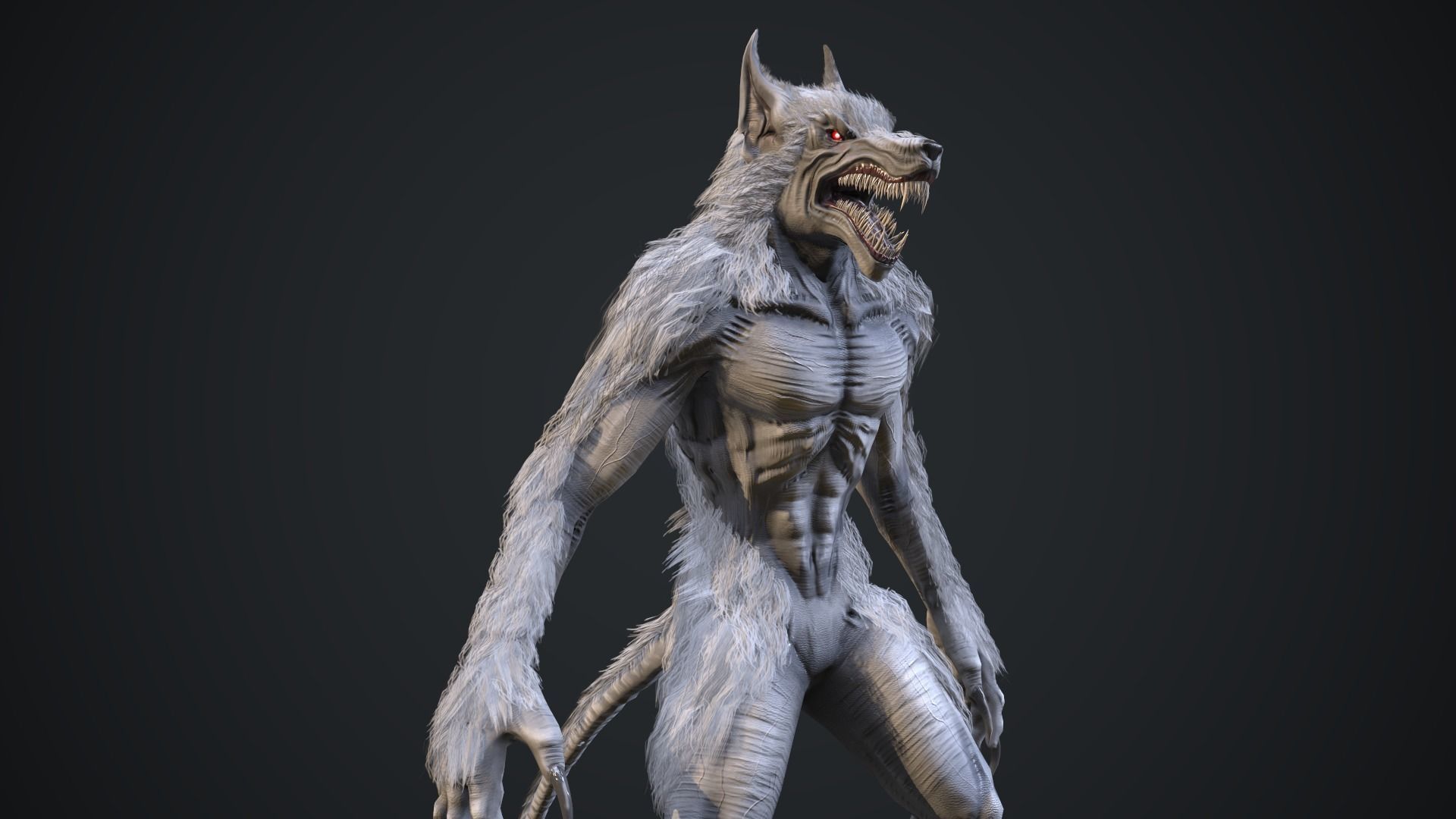Evil werewolf Low-poly 3D model_4