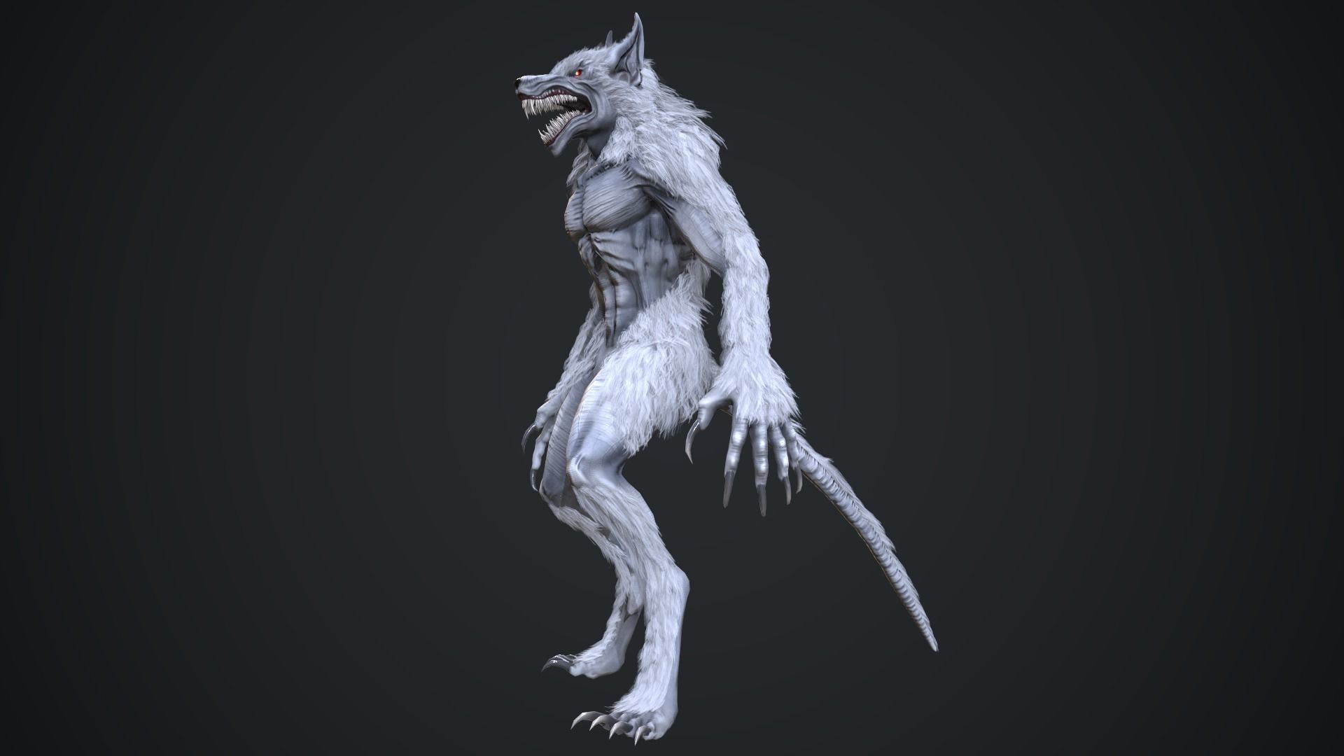 Evil werewolf Low-poly 3D model_20