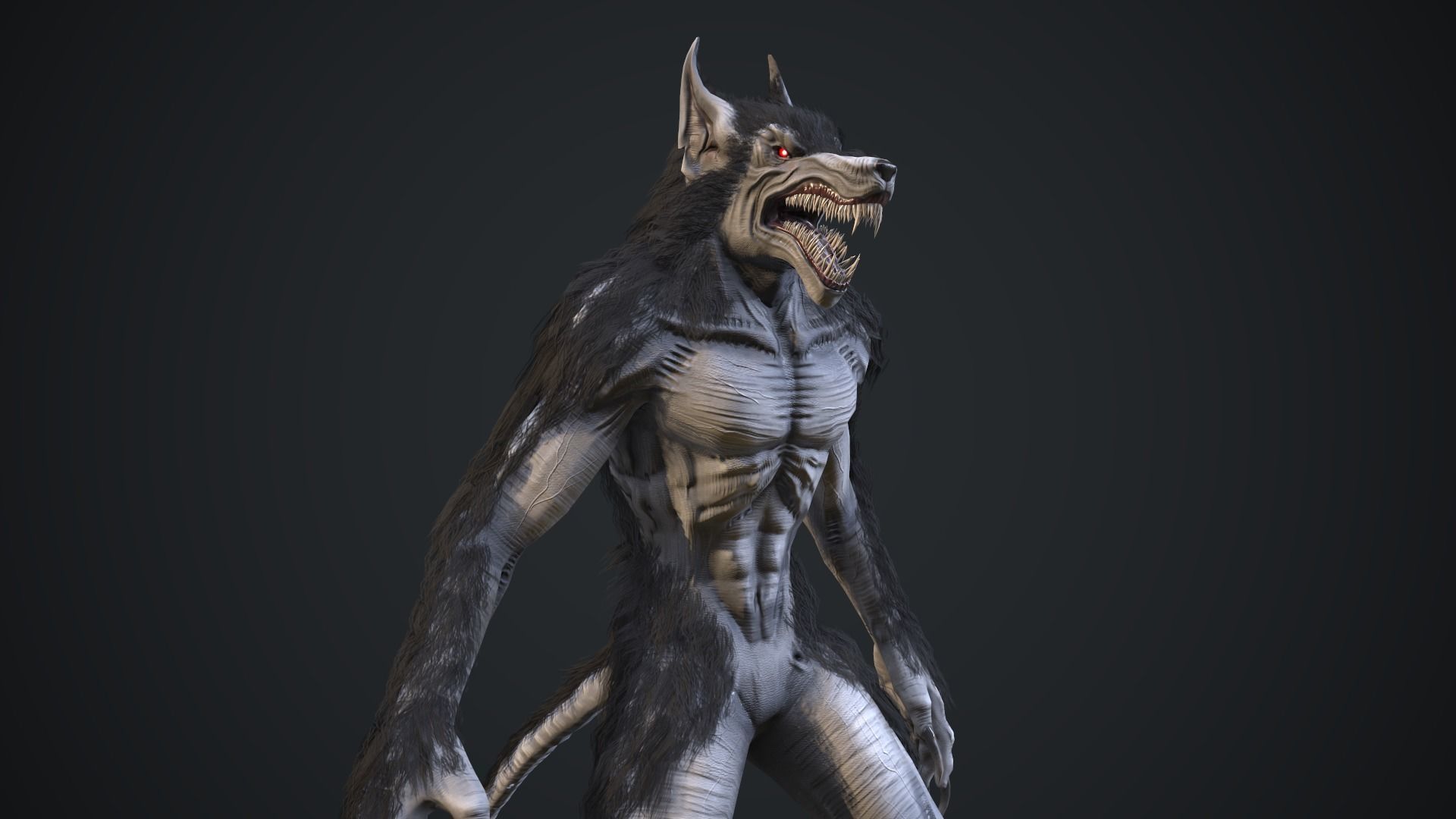 Evil werewolf Low-poly 3D model_22