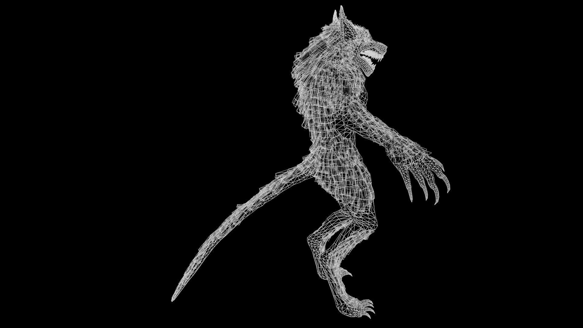 Evil werewolf Low-poly 3D model_15