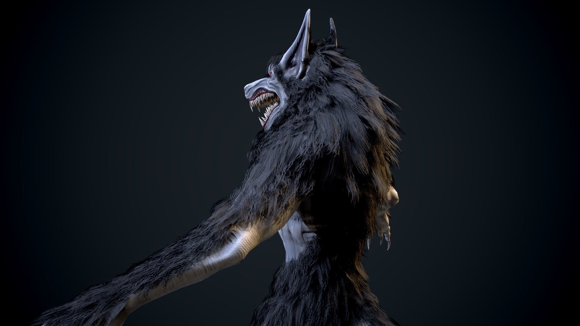 Evil werewolf Low-poly 3D model_10