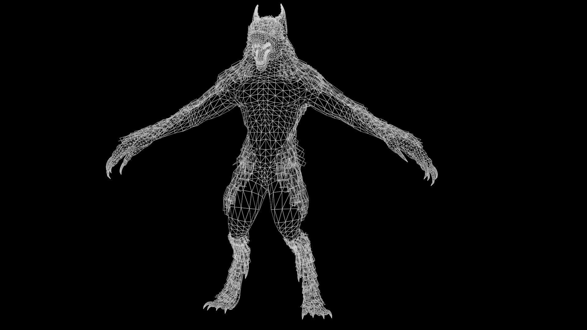 Evil werewolf Low-poly 3D model_13