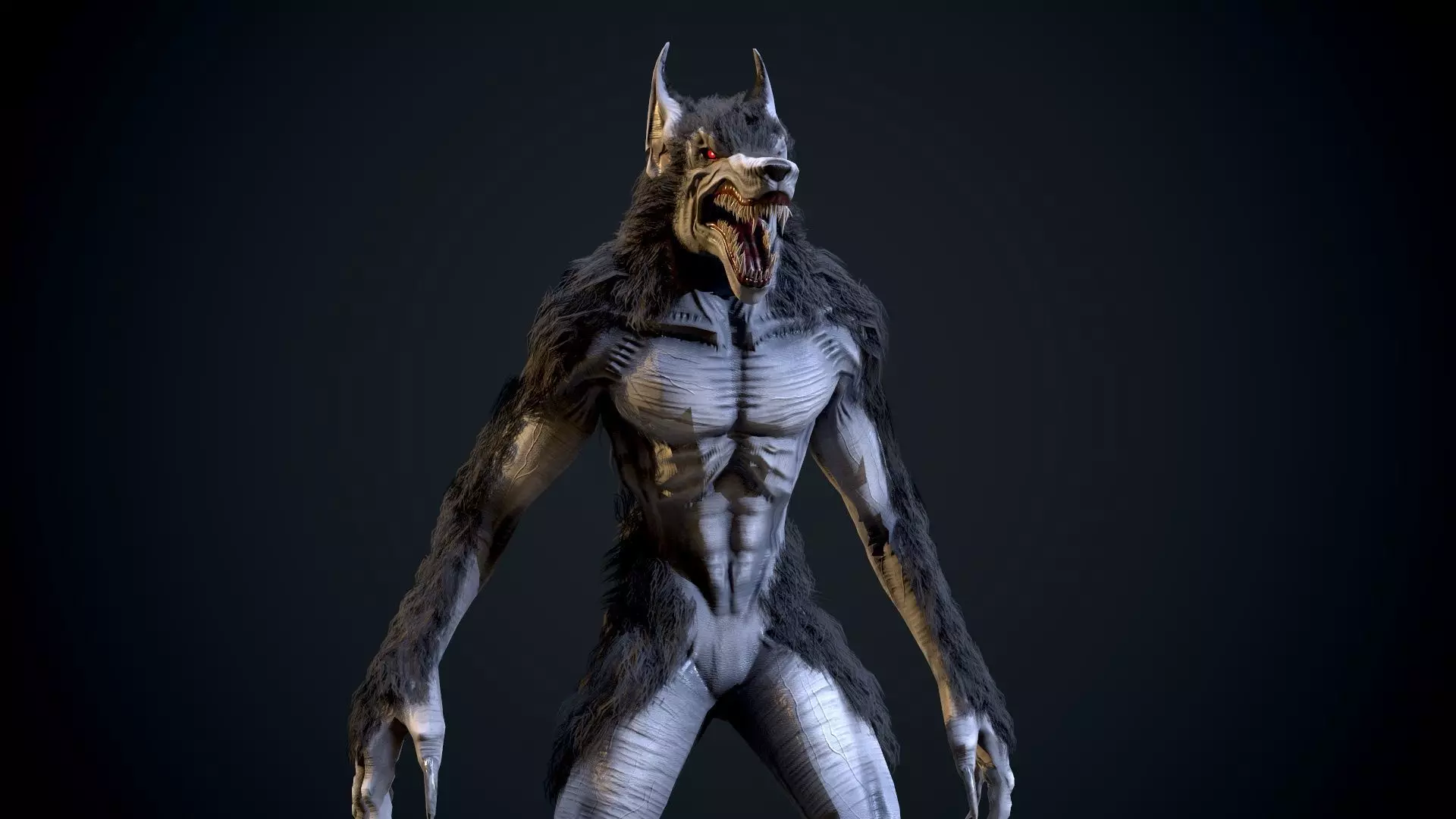 Evil werewolf Low-poly 3D model_0