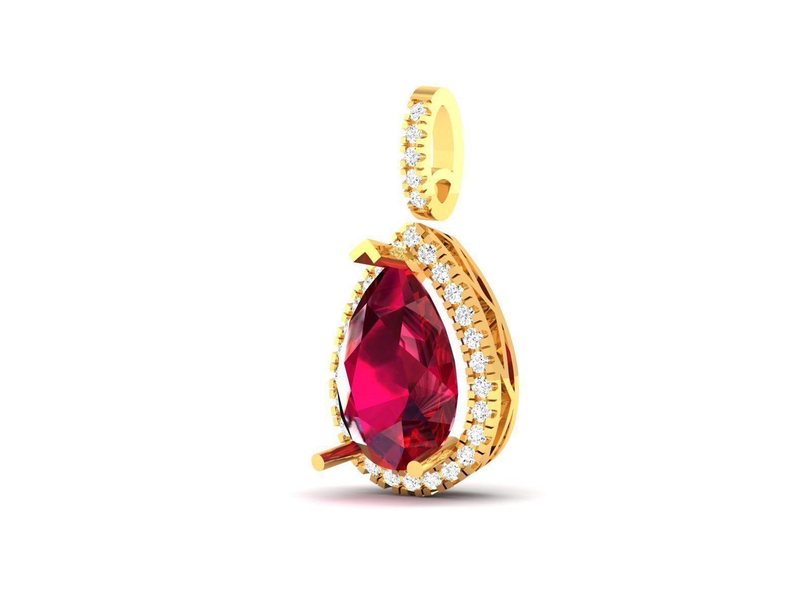 Women Pear Diamond Pendants 3dm STL OBJ FBX Render Details 3D print model_3