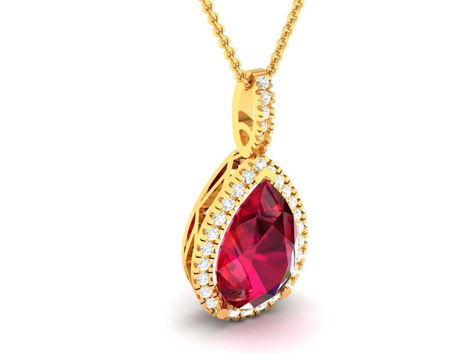 Women Pear Diamond Pendants 3dm STL OBJ FBX Render Details 3D print model_12