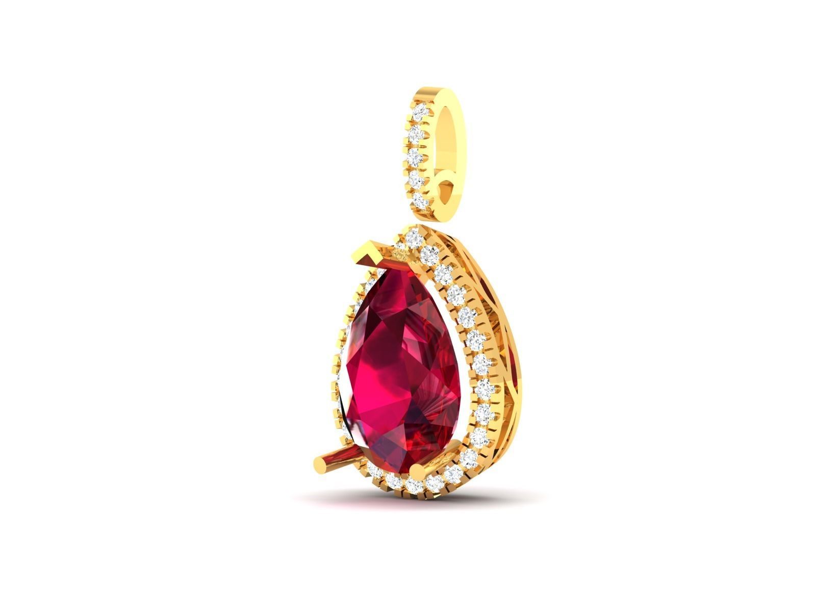 Women Pear Diamond Pendants 3dm STL OBJ FBX Render Details 3D print model_4