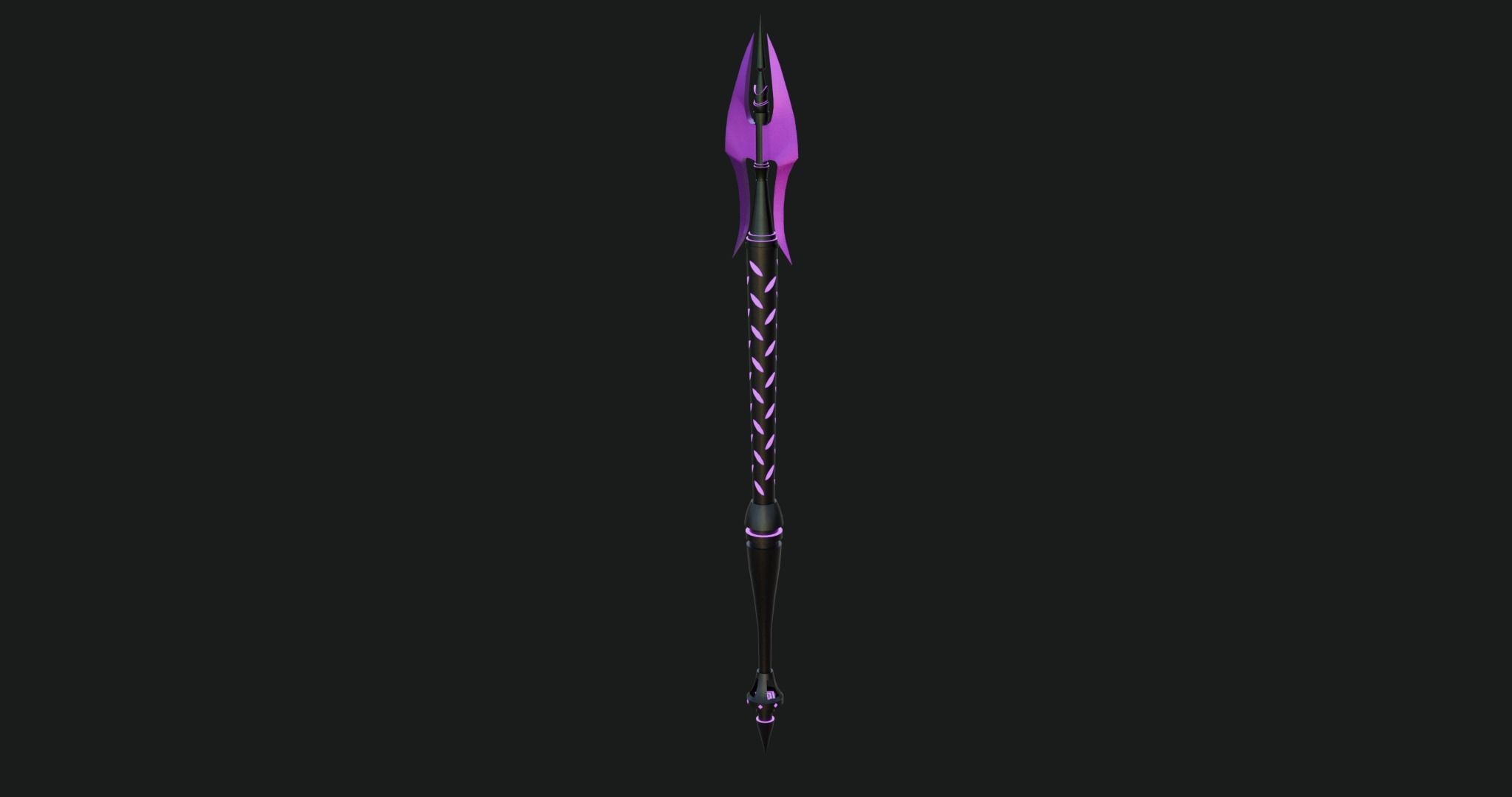 Fantasy Spear 02 Glow Weapon With PBR Low-poly 3D model_2