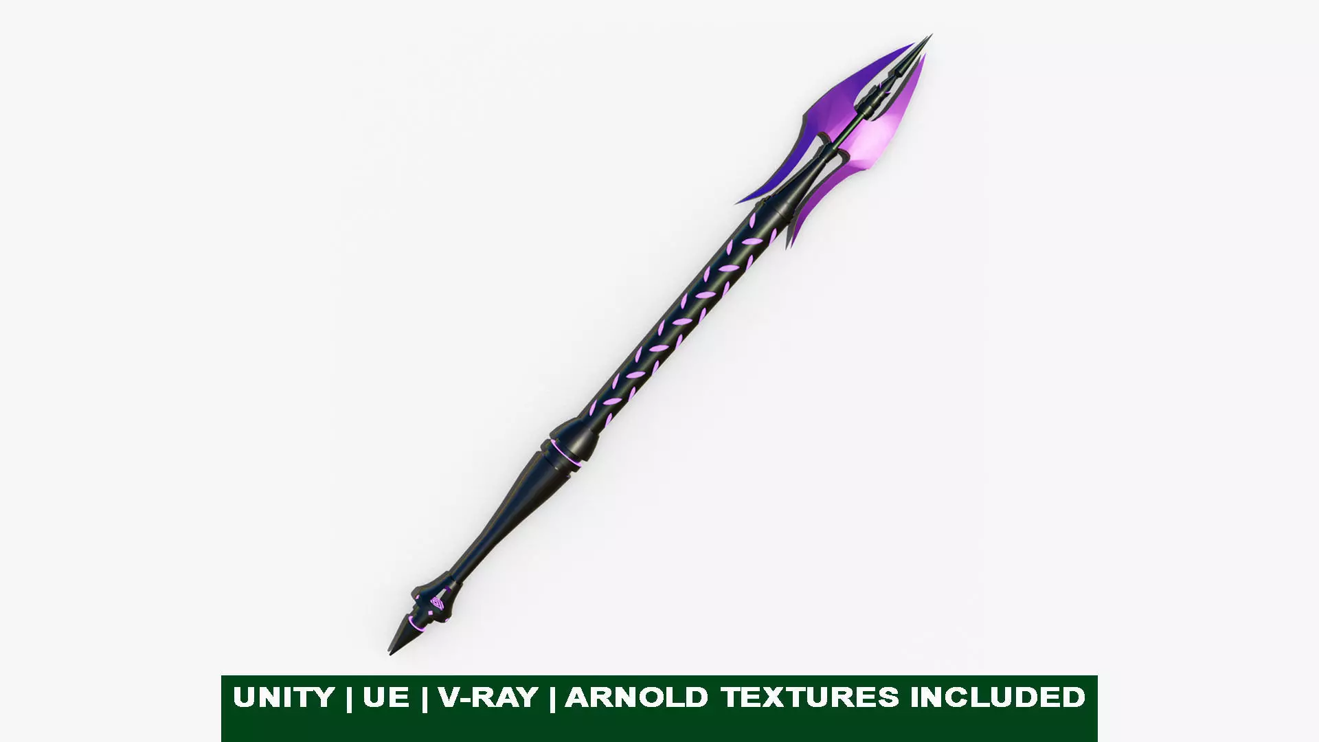 Fantasy Spear 02 Glow Weapon With PBR Low-poly 3D model_0