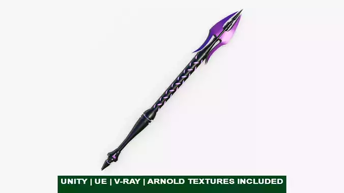 Fantasy Spear 02 Glow Weapon With PBR Low-poly 3D model