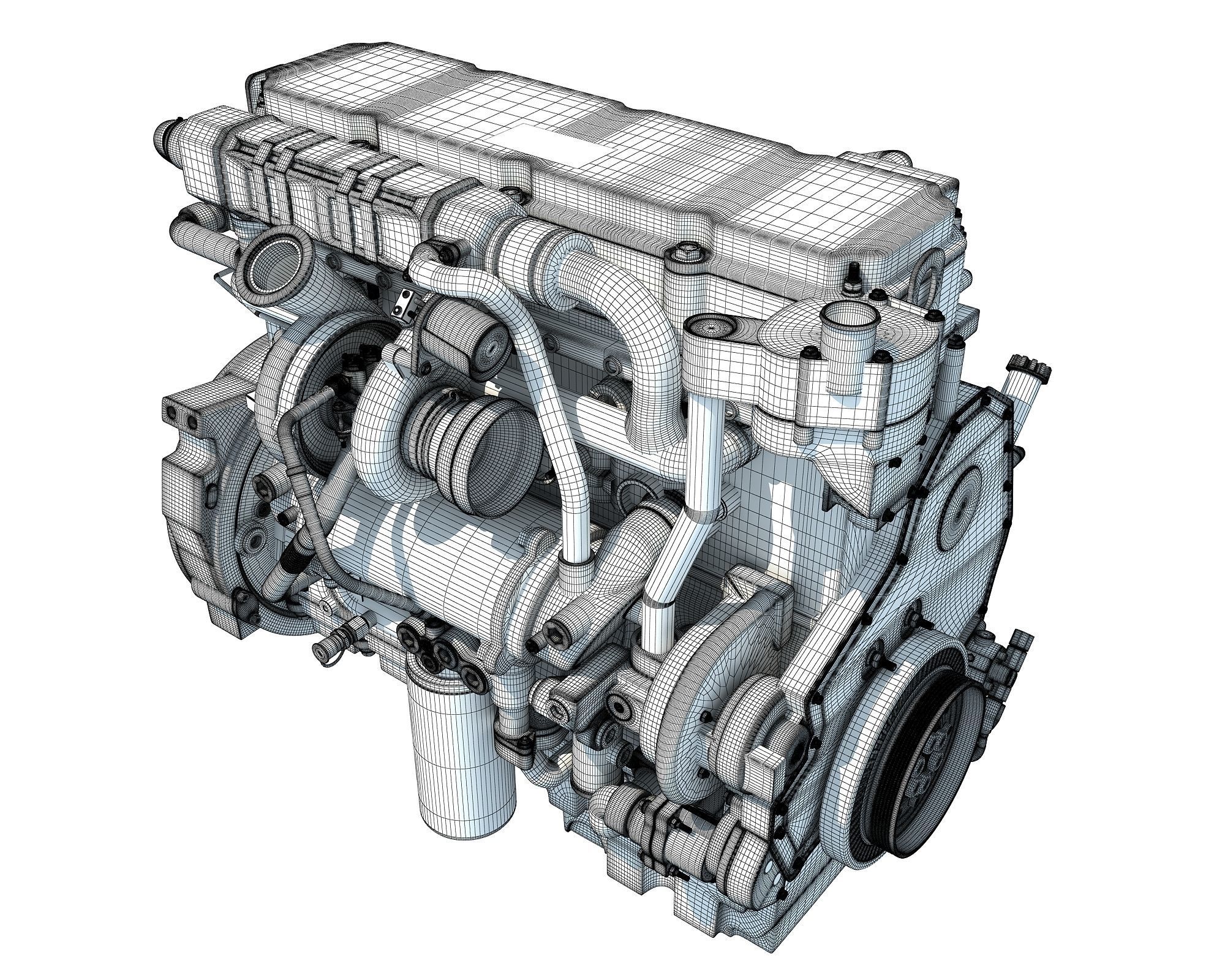 Industrial Diesel Engine 3D model_19