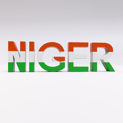 Niger country Name text 3d model  Low-poly 3D model