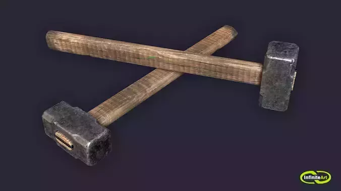 Sledgehammer metal hammer Low-poly 3D model