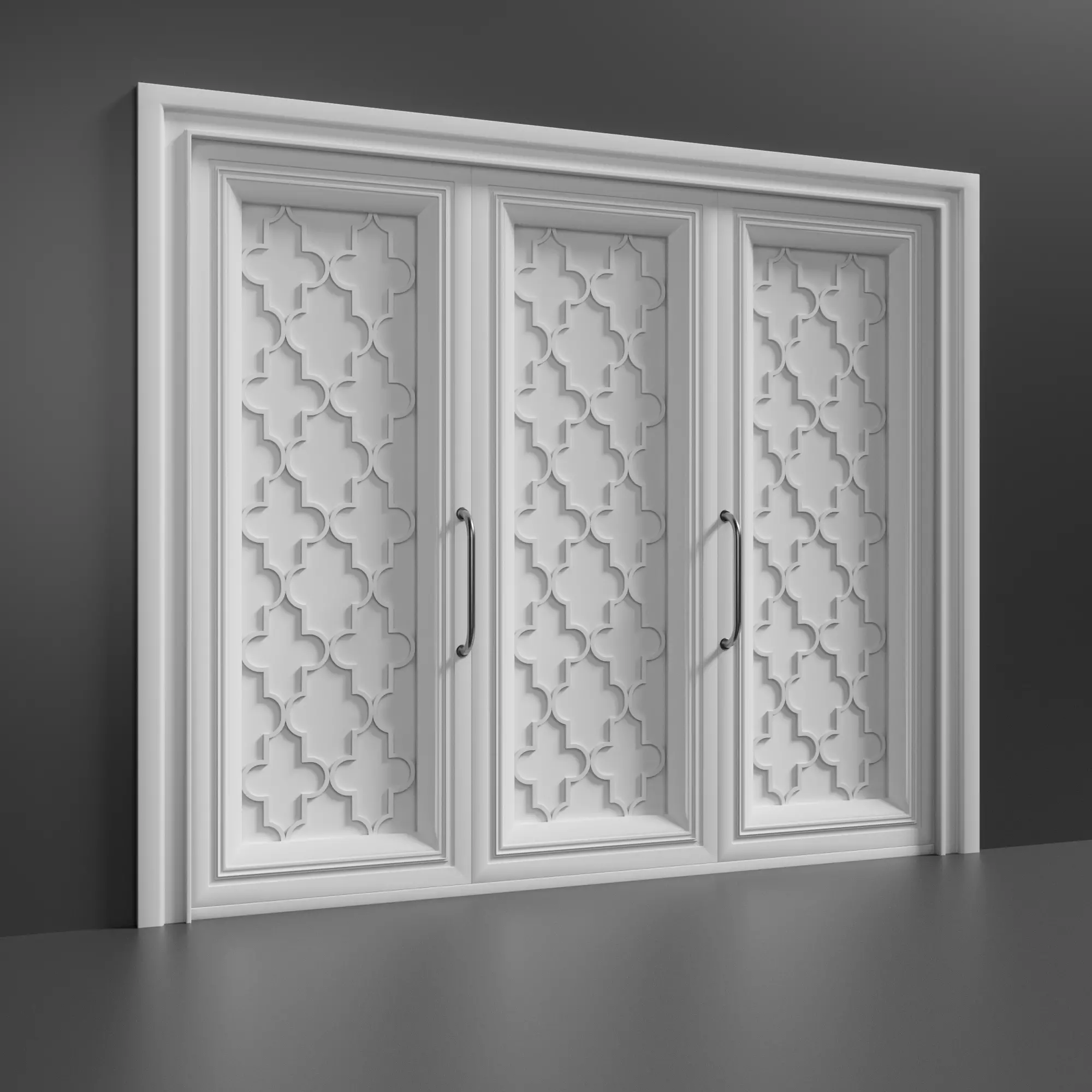 Decorative White Wardrobe 3D model_0