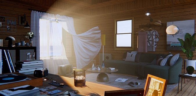 log cabin 3D model