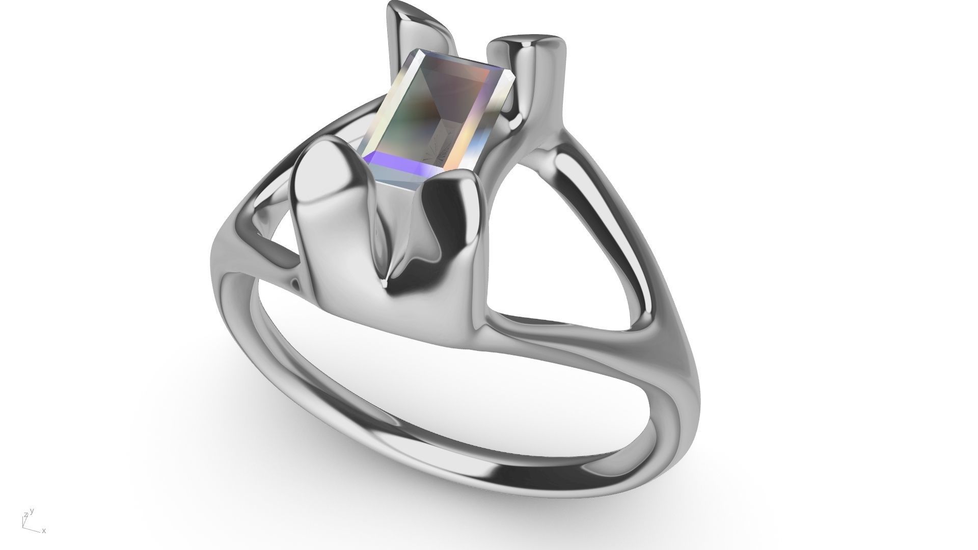 Modern BAGUETTE RING STL VERIFIED 3D print model_2