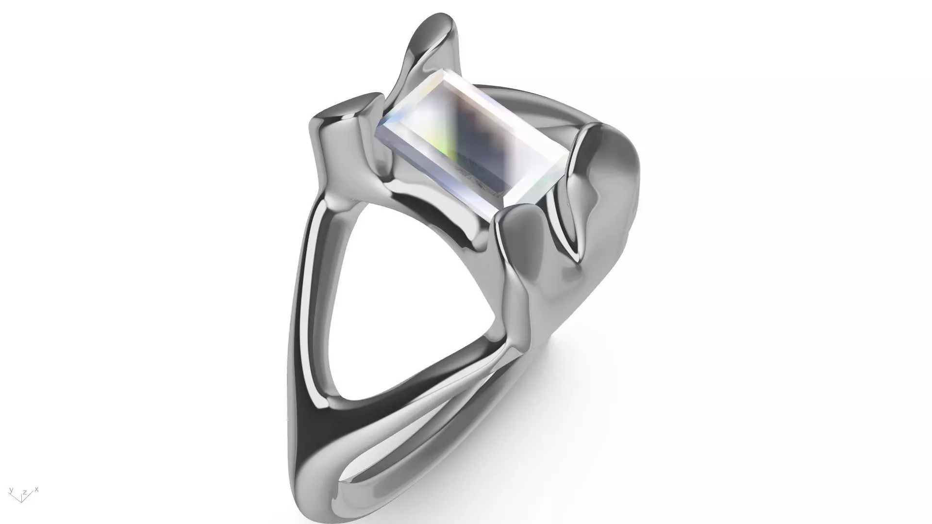 Modern BAGUETTE RING STL VERIFIED 3D print model_0