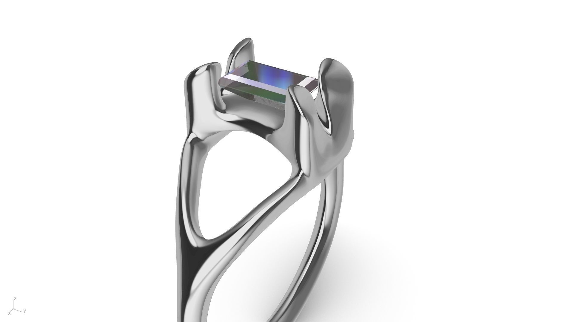 Modern BAGUETTE RING STL VERIFIED 3D print model_4